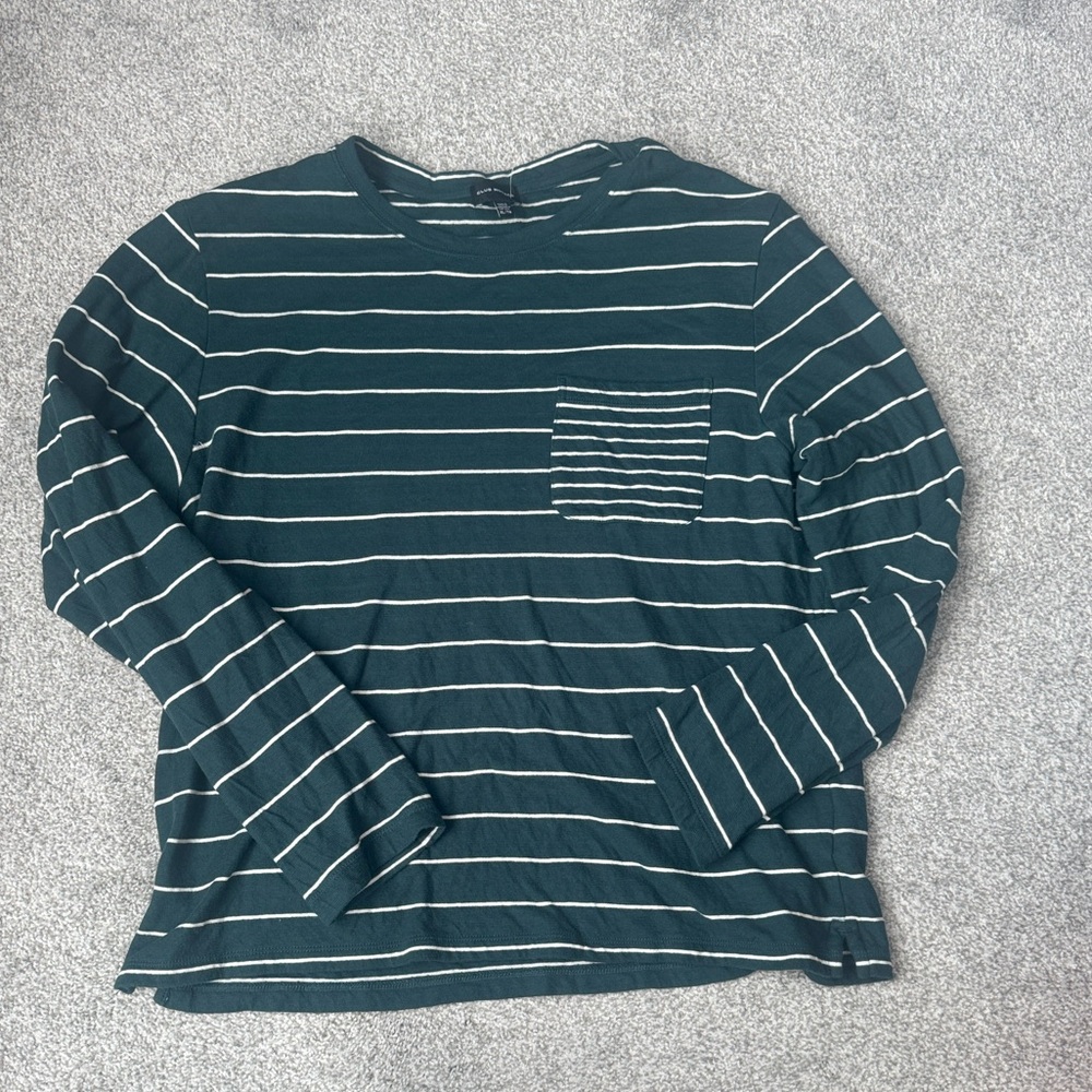 Club Monaco Teal and White Striped Top